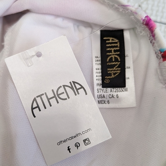 Athena NWT One Piece White Floral Print Swimsuit Removable Straps Size 6 - Picture 5 of 7